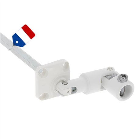 Sortie de Caisson 30° pour Volet Roulant – Longueur 175 mm – Articulation 6 Pans 7 mm – Déport Manivelle 43 mm – Finition Blanch