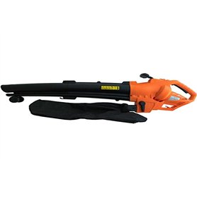 Bricoferr Souffleur aspirateur à Feuilles alimenté par Un Moteur électrique de 3000 W, Sac de Collecte de 35 l, Noir et Orange Bricoferr Souffleur aspirateur à Feuilles alimenté par Un Moteur électrique de 3000 W