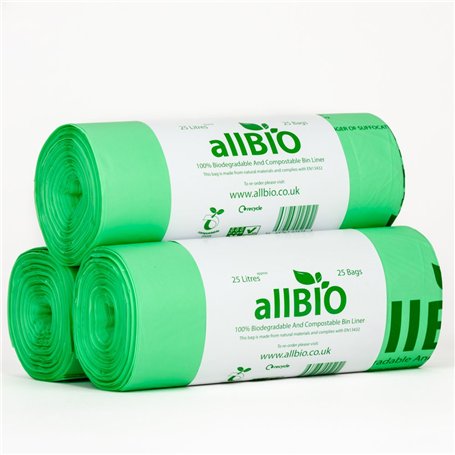 allBIO – Lot de 75 sacs poubelle 100 % biodégradables et compostables