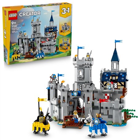 LEGO Creator 3-en-1 Le Château Médiéval des Chevaliers - Jouet se Transformant en Scène de Tournoi à Cheval ou en Village - 6 Mi