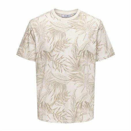 T-shirt à manches courtes homme Only & Sons Onskash Reg Leaf Aop Beige