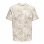 T-shirt à manches courtes homme Only & Sons Onskash Reg Leaf Aop Beige