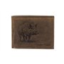 Green Deed - Portefeuille Homme en Cuir Véritable - Motif : Sanglier – 12x9x3 cm – Compartiments pour Cartes de Crédit – Poche F