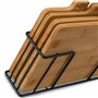 Lot de 4 planches à découper en bambou avec support en cèdre - Avec support en métal noir