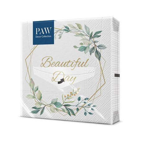 PAW - Serviette Papier 3 Plis (33 x 33 cm) I Lot de 20 I L'Élégance Sous Forme D'Ornements Intemporels Parfaites Pour les Mariag