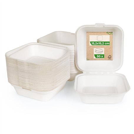 Love Nature Emballage écologique pour hamburgers - Boîtes à hamburgers - Boîtes à hamburgers - Plateaux à menus - Vaisselle jeta