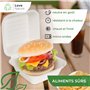 Love Nature Emballage écologique pour hamburgers - Boîtes à hamburgers - Boîtes à hamburgers - Plateaux à menus - Vaisselle jeta
