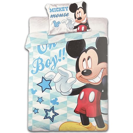 Mickey Bébé Parure de Lit Oh Boy Mouse | Coton | 100 x 135 cm | Tout Petit