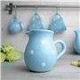 City to Cottage | Service à thé | bleu ciel à pois blancs en céramique fait et peint à la main | grande théière 1,7L 4-6 tasses,