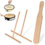 3 Pcs Spatule Crepe En Bois De Hêtre