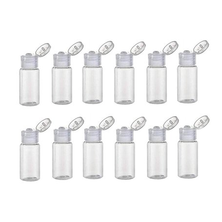 12 pcs 30ml/1 oz vide rechargeables bouteilles en plastique transparent avec couvercle rabattable maquillage pratique flacons de