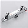 Mitigeur thermostatique pour douche, Mitigeur douche thermostatique 2 sorties laiton chromé, Robinet thermostatique anti-brûlure