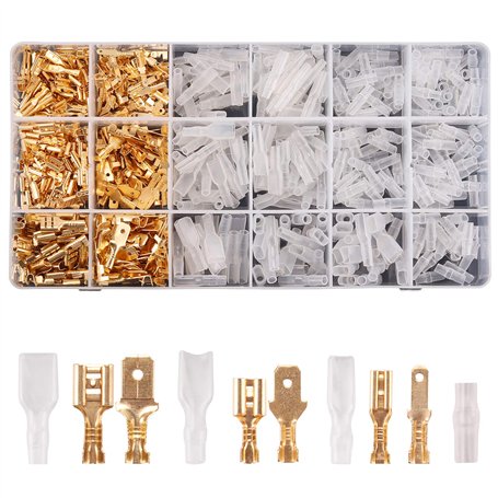 Kinstecks 600PCS 2.8mm 4.8mm 6.3mm Fil Connecteur Spade Mâle et Femelle Rapide Fil Splice Bornier à sertir avec Kit de manchon