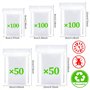 Sachets Plastiques Zip Sacs en Plastiques Transparents Refermables 400 Pièces Pochon Plastique Reutilisable (5 Tailles)