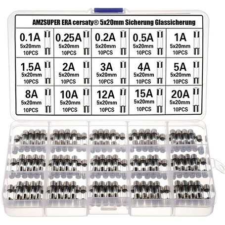 Fusible Verre 5x20mm DiversKit Fast Blow Fusibles 15 Valeurs 0