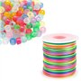Lot de 1000 perles poney phosphorescentes avec fil de perles arc-en-ciel