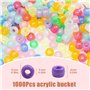 Lot de 1000 perles poney phosphorescentes avec fil de perles arc-en-ciel