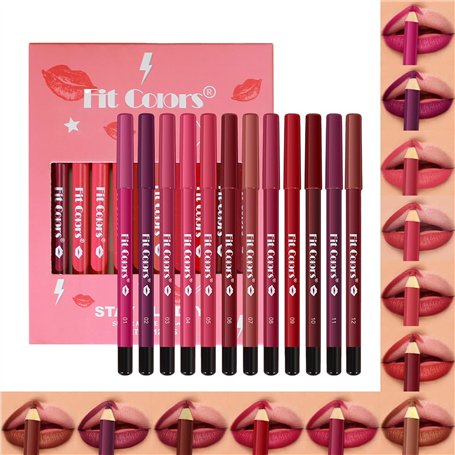 Baorder 12 Couleurs Matte Lip Liner Pencil Set