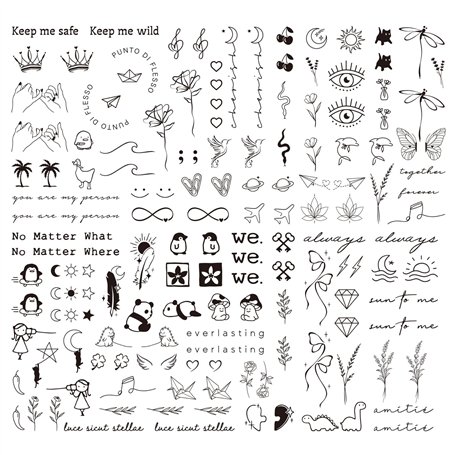 BETESSIN 3 Feuilles Tatouages Temporaires Tatouage Ephémère Tatouage Femmes Fille pour Visage Corps Main