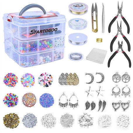 STARTOGOO Kit de fabrication de bijoux 1500 Pièces rangement accessoire