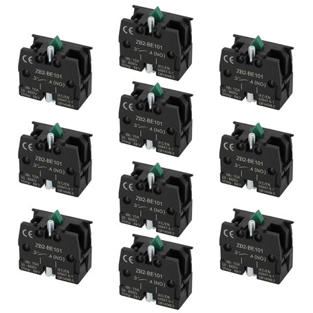 The Lord of the Tools 10 Pièces Contacts Argentés Normalement Ouverts Interrupteur à Joystick Bouton-poussoir Vert Bloc de Conta