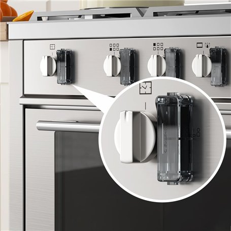 EUDEMON Lot de 5 verrous de sécurité pour boutons de cuisinière à gaz pour bébé - Sécurité enfant - Pour grands et petits bouton