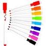DERAYEE 9pcs Stylos de Tableau Blanc et Ensemble de Gomme, Feutre de Tableau Blanc Effaçable Couleur Fine pour Enfant(coloré