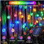 Guirlande lumineuse solaire d'extérieur - 100 LED - 3 m + 15 m - 8 modes - IP65 - Boules de cristal multicolores - Éclairage ext