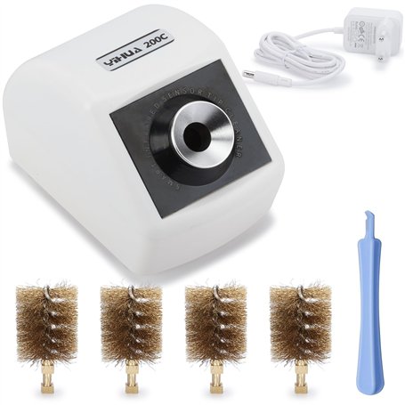 YIHUA 200C Nettoyeur de tête de fer à souder motorisé avec capteur infrarouge 6 brosses en laine de laiton adaptateur secteur 12
