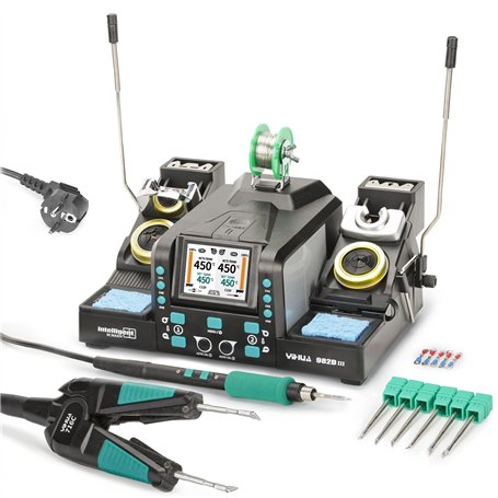 YIHUA 982D-III Station de soudage de précision 2-EN-1 avec fer a souder C210 et système de pointes à pinces chaudes C120 pour re