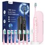 Brosse À Dent Électrique Soniques pour Dents Sensibles - Brosse A Dent Sonique Adultes Enfants avec 8 Têtes et Étui de Voyage