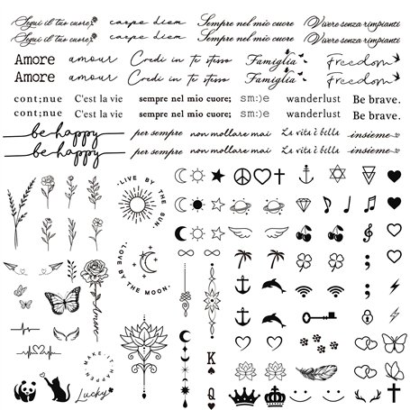 3 Feuilles Tatouage Temporaire Italien Autocollant Tatouage Ephémère Etanche pour Garçon Fille