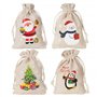 12Pcs Sac Toile Jute Noël Sachet Cadeau avec Cordon Serrage Pochette Cadeau Fête Invité Enfant Bijoux Bonbon 10cm*14cm
