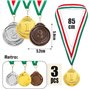 GEBETTER 3Pcs Médaille Italien Médaille d’Or Argent Bronze pour Gagnant Trophée Jouet Sport avec Ruban Rouge Vert Blanc