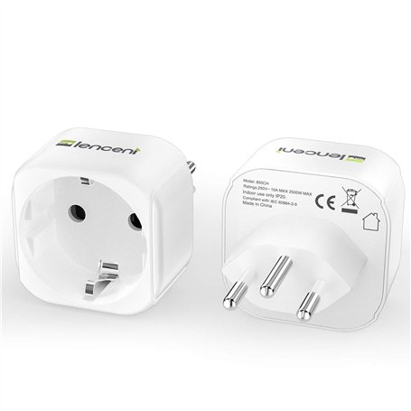 LENCENT 2X Adaptateur de Voyage France vers Suisse 2 Broches Europe vers 3 Broches Type J pour Suisse