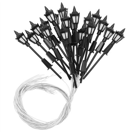 be in your mind 20pcs Réverbère Miniature Modèle OO Ho Échelle Chemin de Fer Lampadaire 1:100 Échelle 3V Voie Lanterne Poteau po