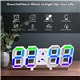 Horloge Murale Numérique Digitale Réveil Lumineux Électroniques LED 7 RGB Couleur 12/24 Heures Mode Vei