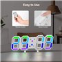 Romon Horloge Numérique, Horloge Murale Numérique Digitale Réveil Lumineux Électroniques LED 7 RGB Couleur 12/24 Heures Mode Vei