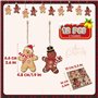 12Pcs Décoration Sapin Noël Pendentif en Bois Motif Bonhomme Pain d’épice Suspension Ornement à Suspendre pour Arbre Noël Chambr