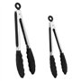 SULOLI 2pcs Pince de Cuisine Pince Alimentaire en Acier Inoxydable Noir-27cm+21cm