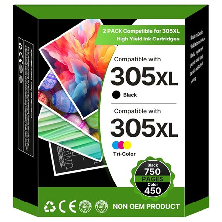 305 XL Cartouches Remplacement pour HP 305 XL Noir et Couleur Compatibles pour Encre 305，pour HP DeskJet 2820e 2720e 2700 2720 P