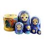 Winterworm Lot de 7 poupées russes traditionnelles en bois émaillé bleu doré pour enfant