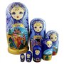 Winterworm Lot de 7 poupées russes traditionnelles en bois émaillé bleu doré pour enfant