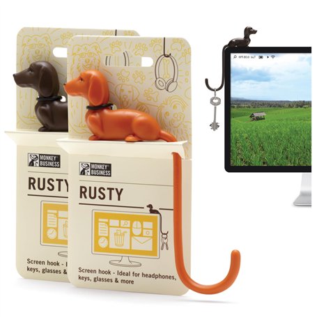 Monkey Business Rusty le Chien Queue de Chien Crochets pour Moniteur