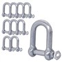 Lot de 10 manilles en acier galvanisé de 10 mm avec goupille et anneau en D pour manille de 10 mm