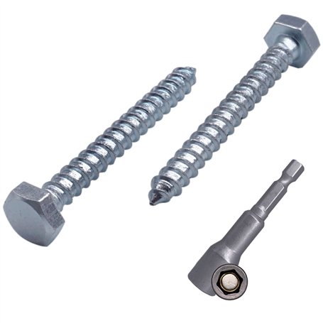 Marcopol Lot de 40 vis à bois hexagonales DIN 571 en acier zingué M8 x 50 mm