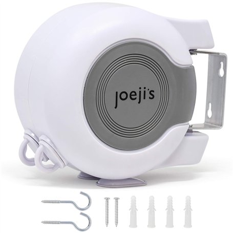 Joeji's Kitchen Fil à Linge rétractable 2x15 mètres Étendoir à Linge Solide pour extérieur Corde a Linge avec vis Crochets et In