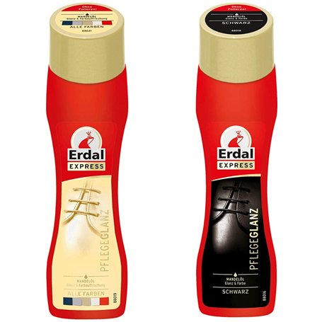 Erdal Lot de 2 flacons de crème d'entretien Express pour chaussures - Toutes les couleurs et noires - Huile d'amande fraîche