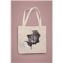 Super Lemon Sac fourre-tout réutilisable motif chat chaton fenêtre - Sac de courses en toile de jute écologique avec longues poi