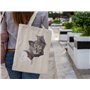 Super Lemon Sac fourre-tout réutilisable motif chat chaton fenêtre - Sac de courses en toile de jute écologique avec longues poi